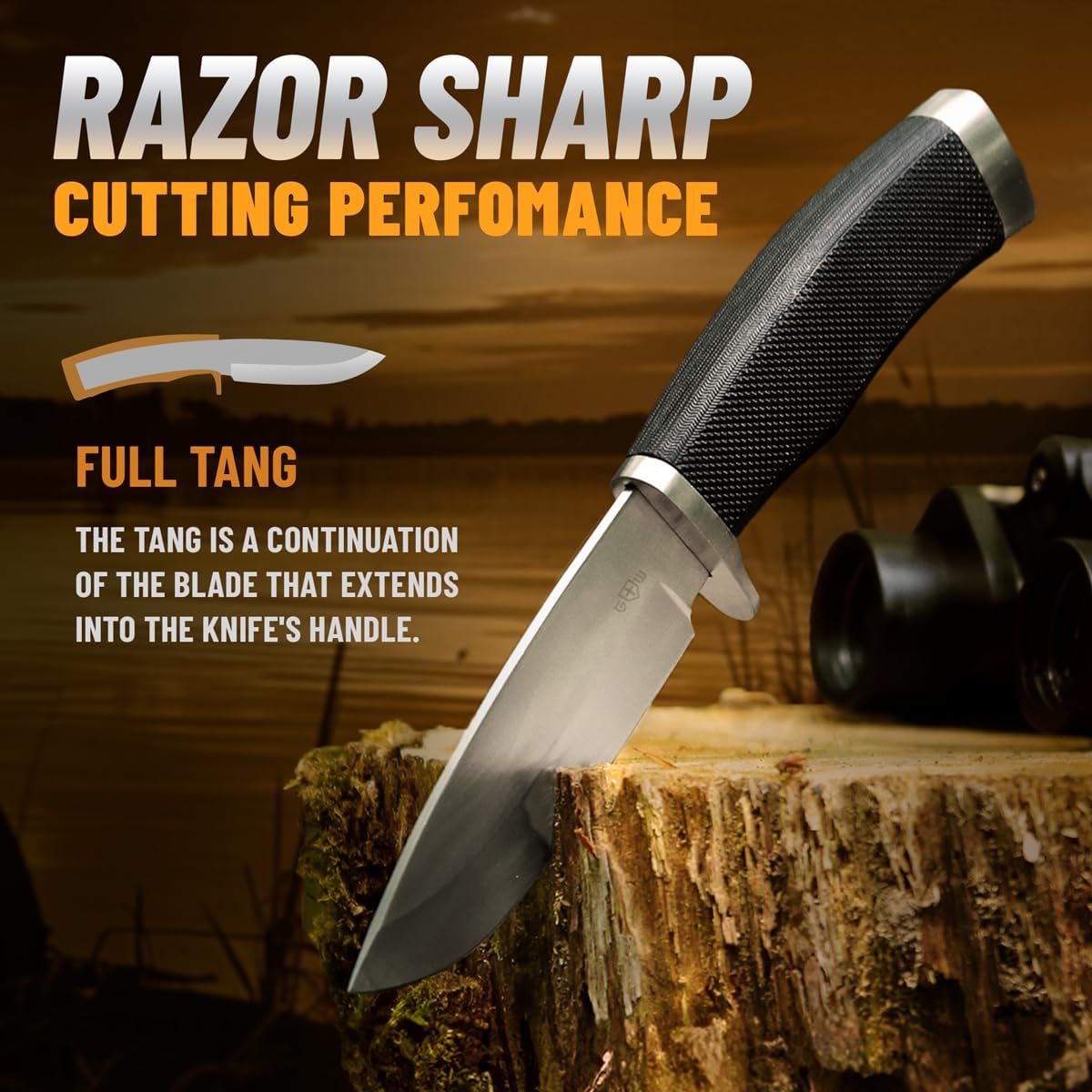 Hunting Knife with Sheath Survival Knives for Men - Best Tactical Camping Hunting Hiking Knife