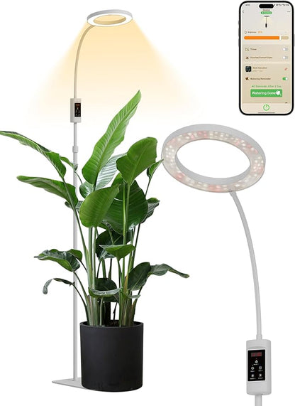GLOWRIUM Smart Grow Lights for Indoor Plants, 24W Full Spectrum Plant Lights, Bluetooth App &