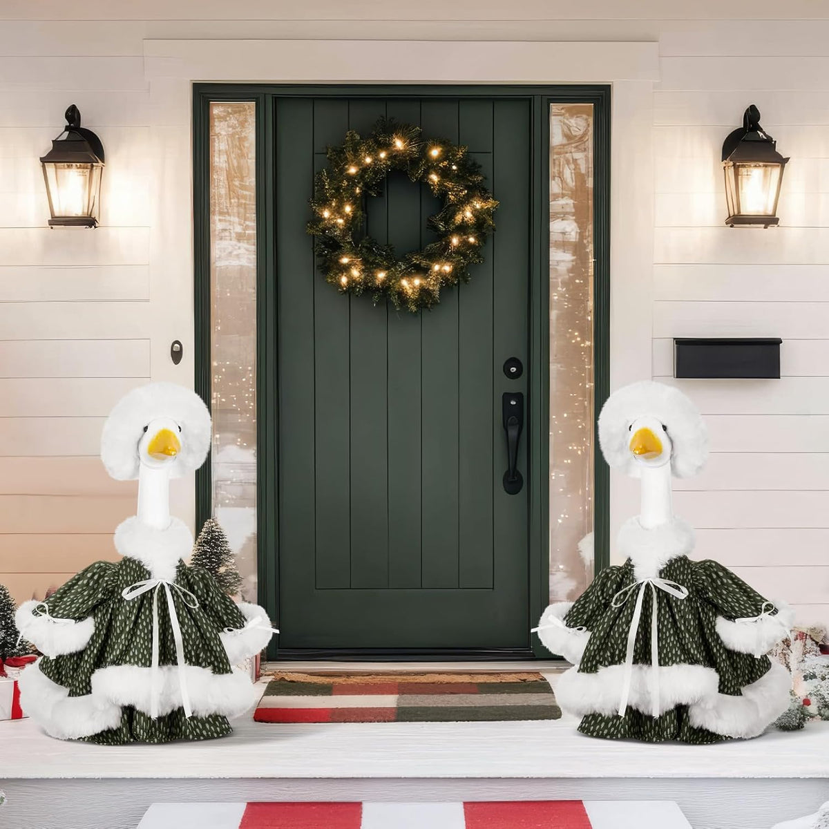Suzile Winter Christmas Goose Outfit Dresses Clothes for 23" High Cement or Plastic Porch Goose