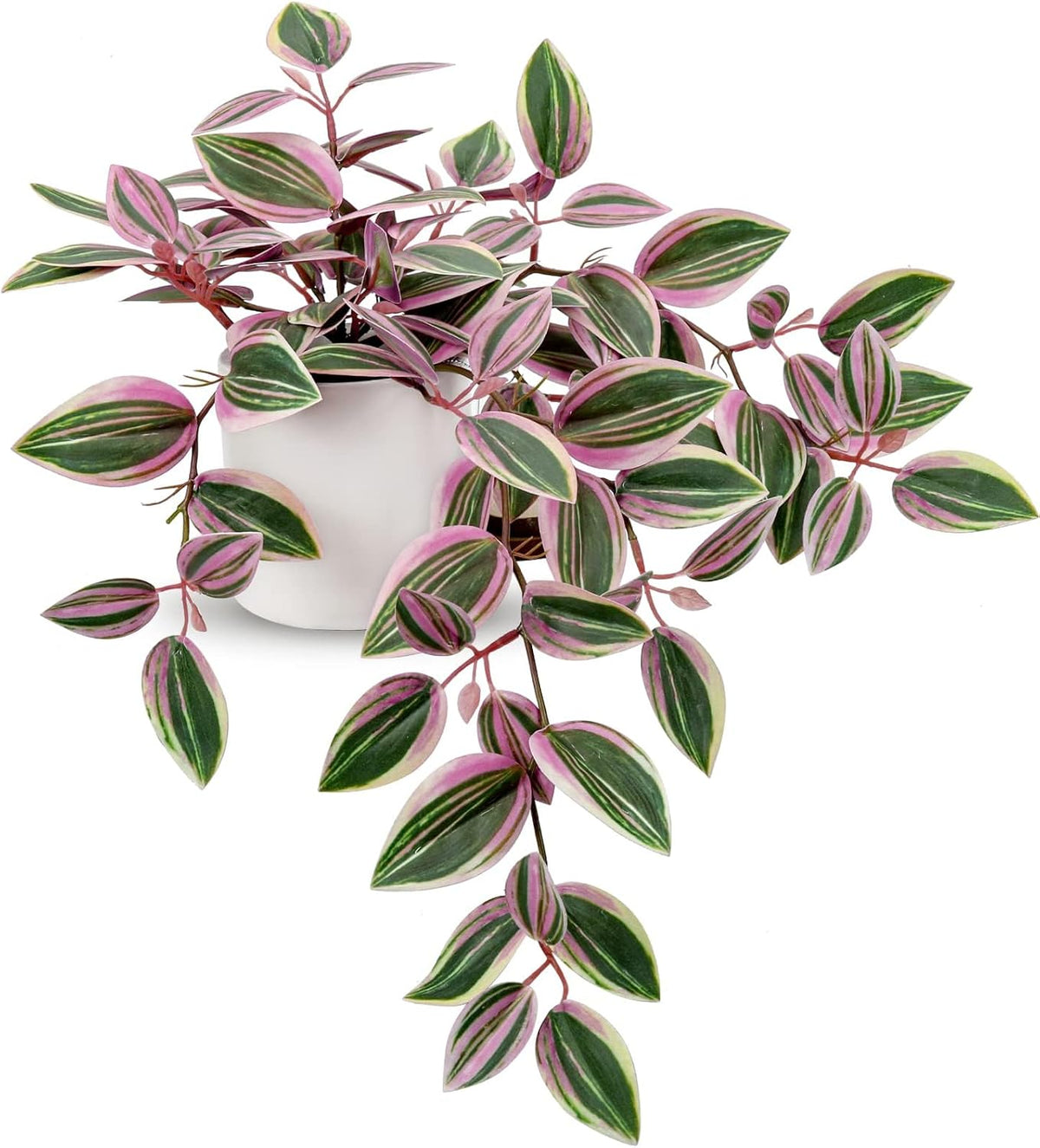 Fake Hanging Plants in Ceramic Pot, 20 Inch Artificial Pink Ivy Leaves Plant Faux Greenery Vine