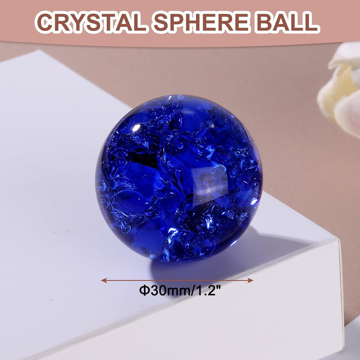 uxcell 30mm/1.2" Crystal Sphere Ball Ice Cracked Glass Solid Decorative Sphere Crystal Ball Prop
