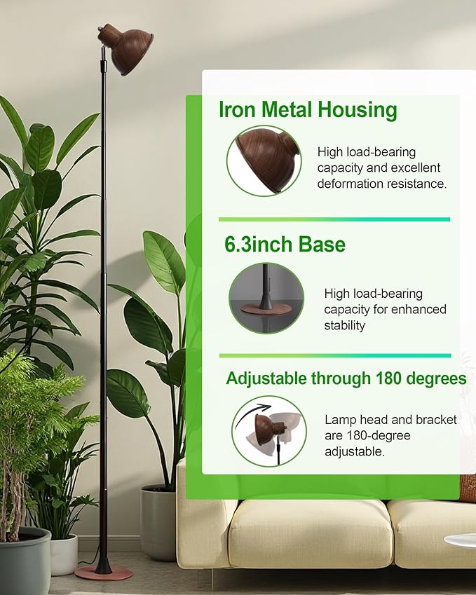 yadoker Plant Grow Light for Indoor Plant, Walnut Wood Grain LED Grow Light,Elevating Plant