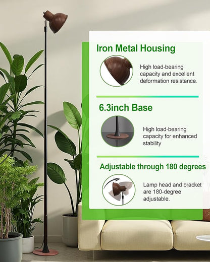 yadoker Plant Grow Light for Indoor Plant, Walnut Wood Grain LED Grow Light,Elevating Plant