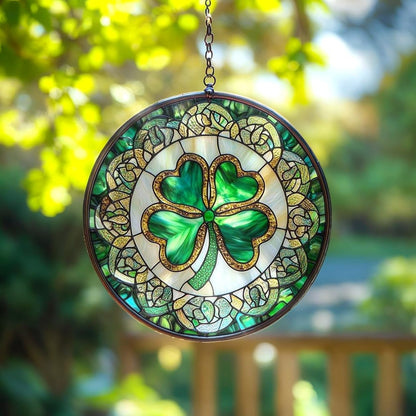 Shamrock Acrylic Suncatcher Stained Glass Effect Window Car Hanging Christmas Ornament Indoor