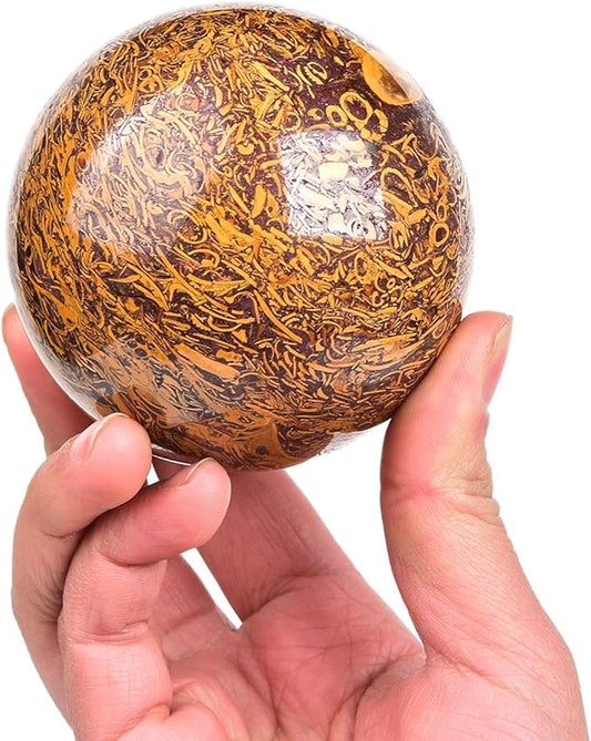 JIC Gem Real Natural Gemstone Sphere Jade Crystal Ball Mineral Quartz Stone with Decorative Stand