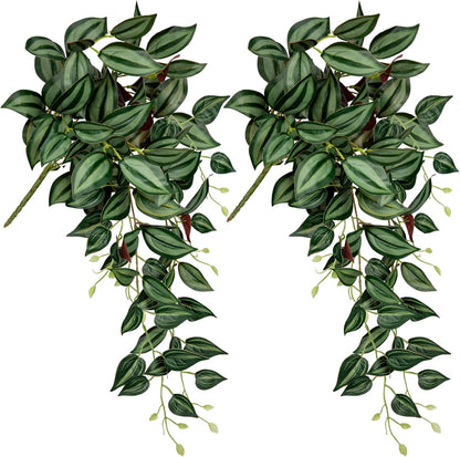 DILATATA Fake Hanging Plants Artificial Hanging Plants 26" Faux Wandering Jew Hanging Leaves Plants