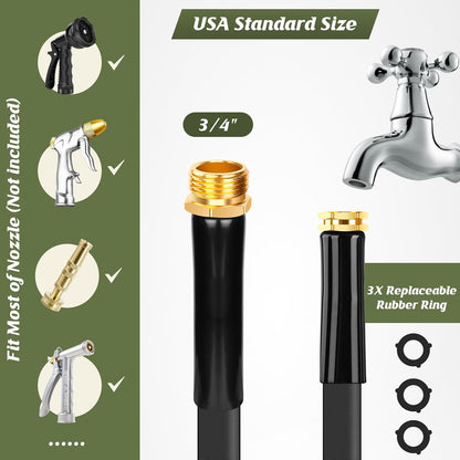 Non-Expanding Garden Hose 50FT, Lightweight & DurableWater Hose, No-Kink, Tough & Flexible Hose