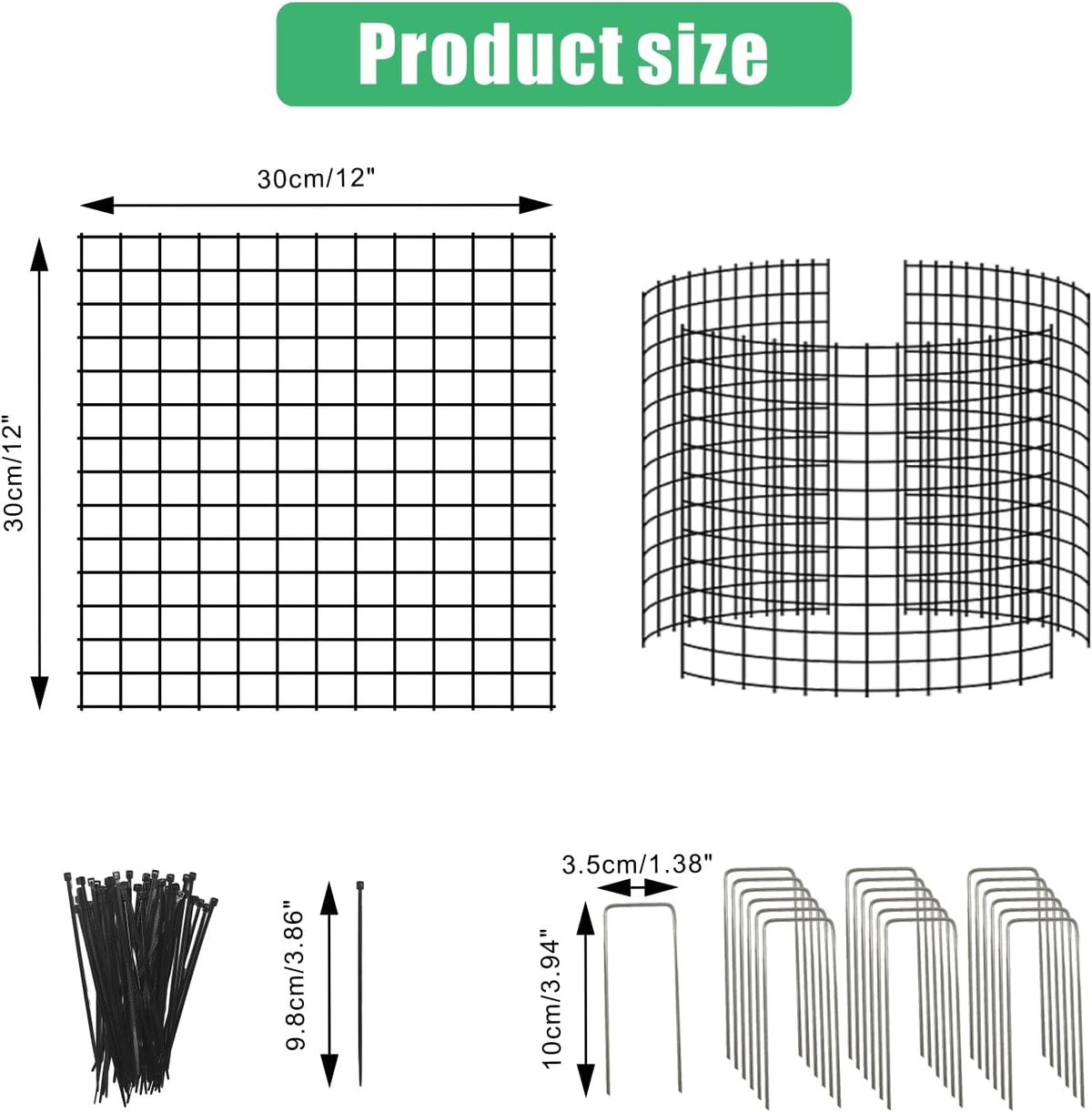 Eunika 18 Pcs Round Plant Protector from Animals, 6 Pack 12" x 12" Metal Mesh to Keep Animals Out