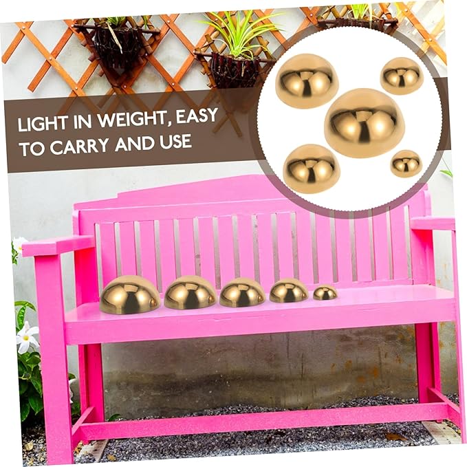 5Pcs Golden Stainless Steel Gazing Spheres Reflective Half Ball Garden Decor for Unique Photography