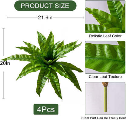 4 Pcs Artificial Greenery Stems Fake Bird Nest Fern Faux Branches Artificial Plants Realistic Fake