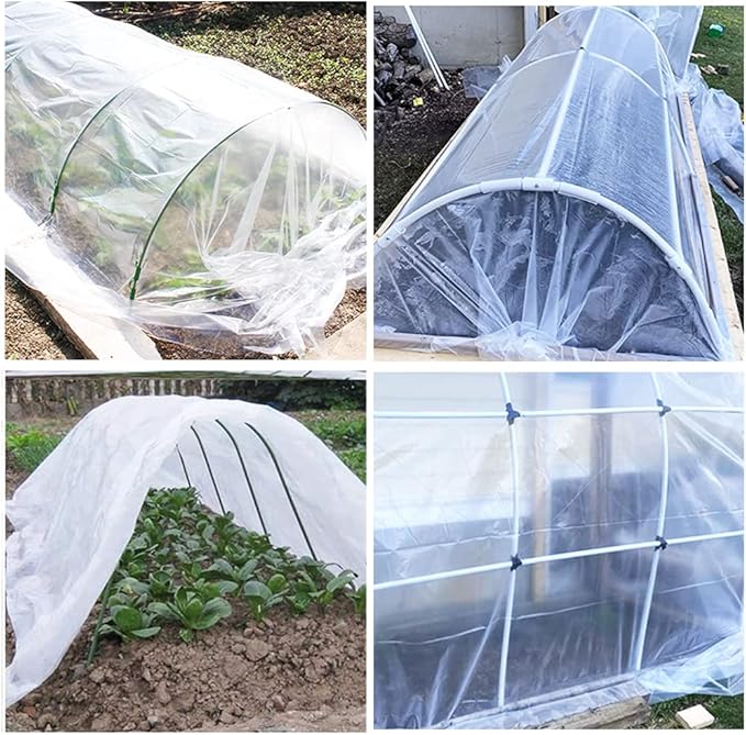 Yowlieu 2 Pcs 6.5'x 9.8' Clear Greenhouse Plastic Sheeting, 6 Mil UV Resistant Polyethylene