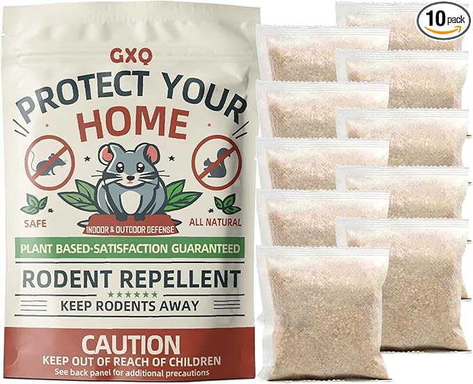 Mouse Repellent Pouches, 10 Pack Peppermint Oil Rodent Mouse Deterrent, Suitable for Indoor and
