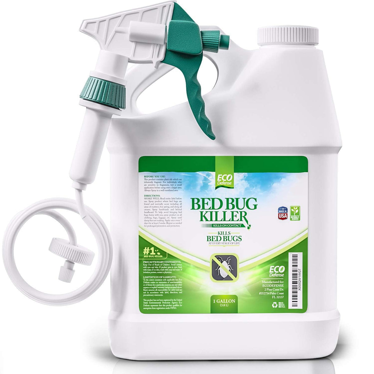 Eco Defense Bed Bug Killer - Bed Bug Spray & Dust Mite Spray - Natural Treatment - 1 Gallon
