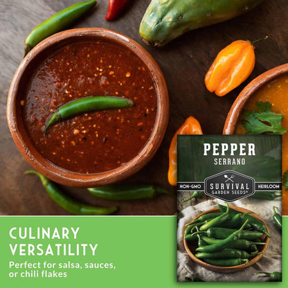 Mexican Serrano Pepper Seeds for Planting | Fresh Hot Chili & Green Hot Pepper Seeds – Heirloom