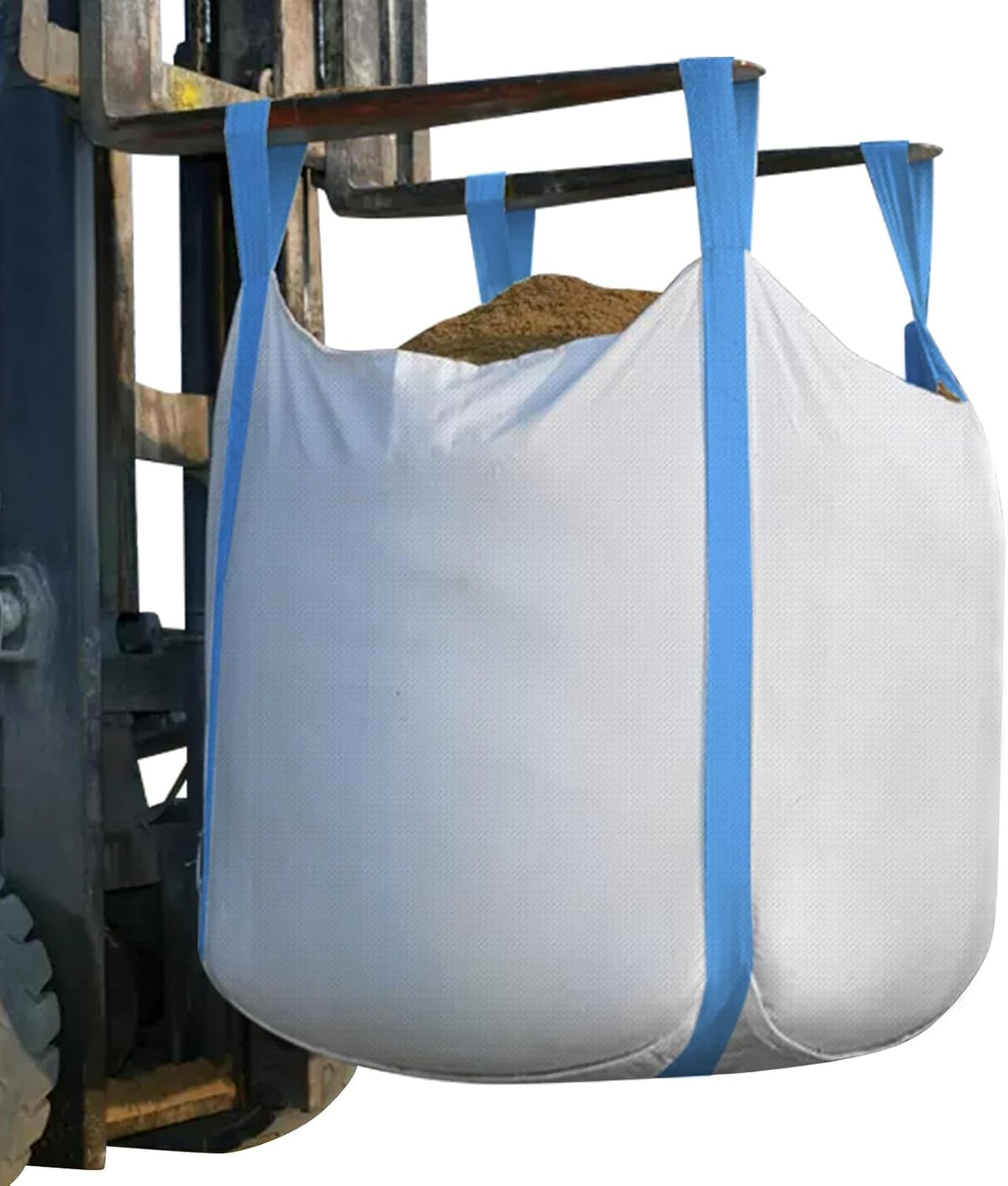 FIBC Bulk Bag, 1.5 Ton Bag, 35"L x 35"W x 43"H, 3300lbs SWL, Duffle Top Flat Bottom, Heavy Duty
