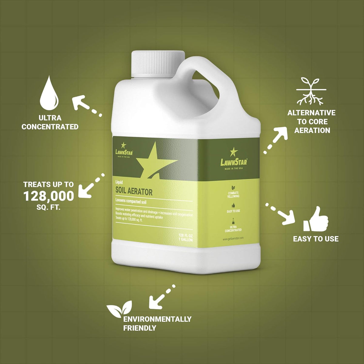 Liquid Lawn Aerator (1 Gallon) - Loosens & Conditions Compacted Soil - Alternative to Core and