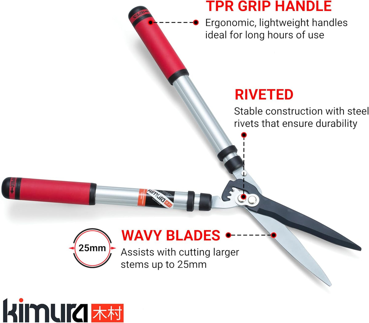 Kimura® Pro Telescopic Garden Shears - Premium Hedge Shears, Patented Gearing Technology