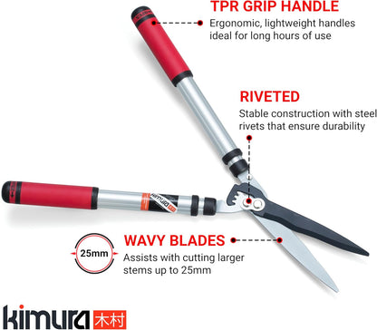 Kimura® Pro Telescopic Garden Shears - Premium Hedge Shears, Patented Gearing Technology