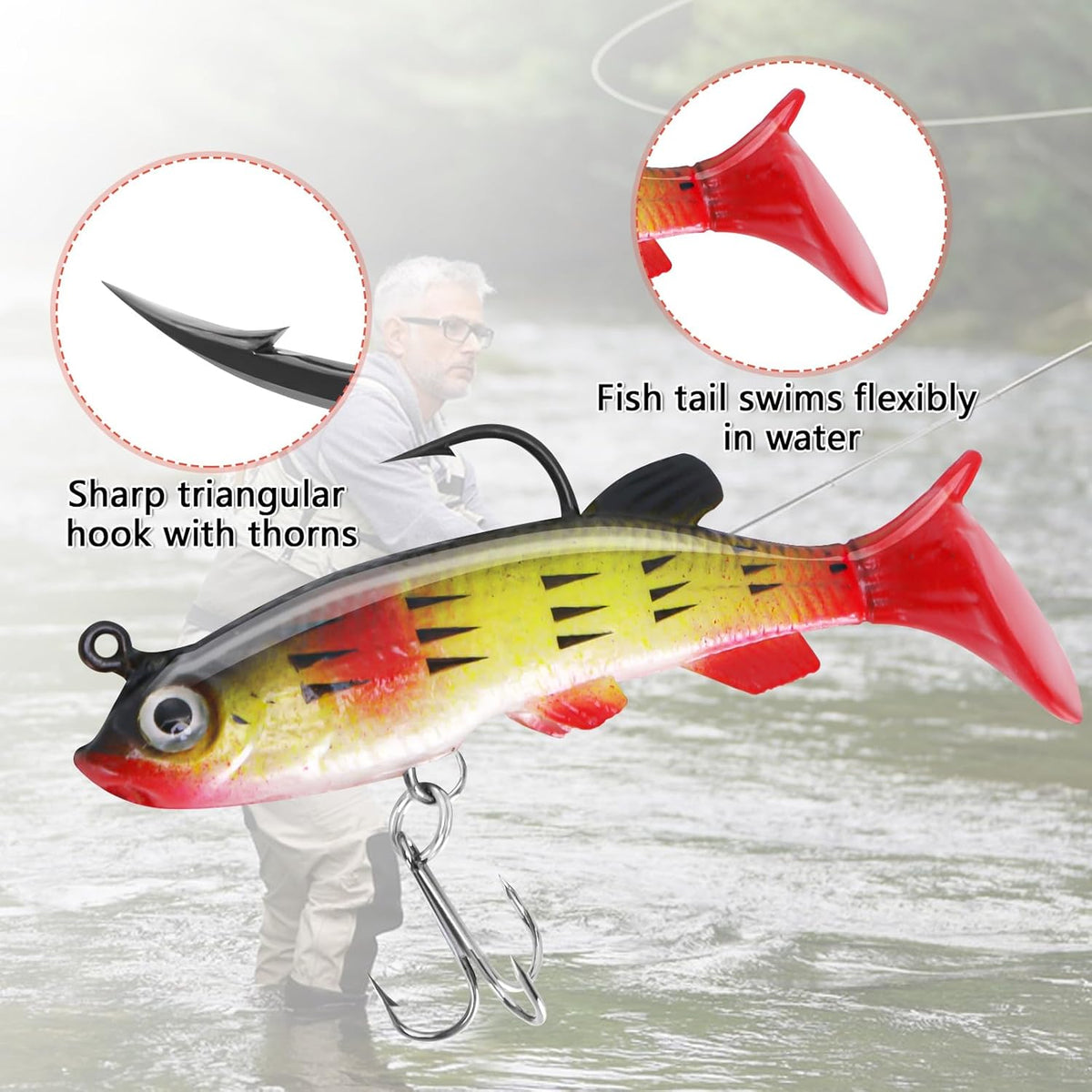 6PCS Swimbait Kit ，Realistic Bait and Surface Bait with Realistic 3D fisheye and Multi Joint
