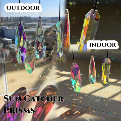 3Pcs 5-inch Crystal Sun Catcher Prisms for Windows Garden Patio,AB Colored Hanging Suncatchers with