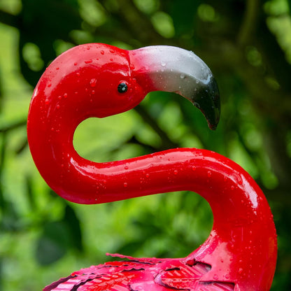 XONOR Metal Flamingo Garden Statues Red Flamingo Yard Art Outdoor Sculptures for Home Patio Lawn