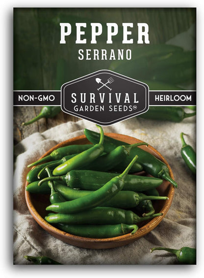 Mexican Serrano Pepper Seeds for Planting | Fresh Hot Chili & Green Hot Pepper Seeds – Heirloom