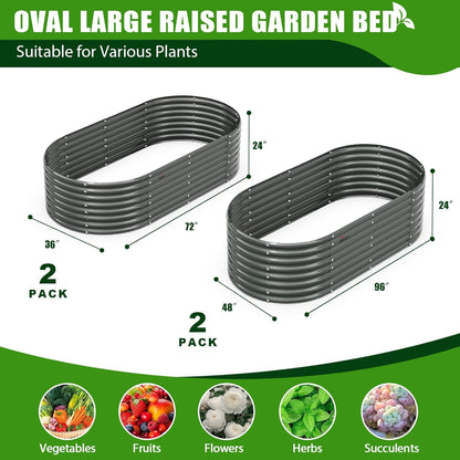 A ANLEOLIFE 4-Pack 6X3X2ft & 8X4X2ft Deep Root Galvanized Raised Garden Beds Outdoor for Planting