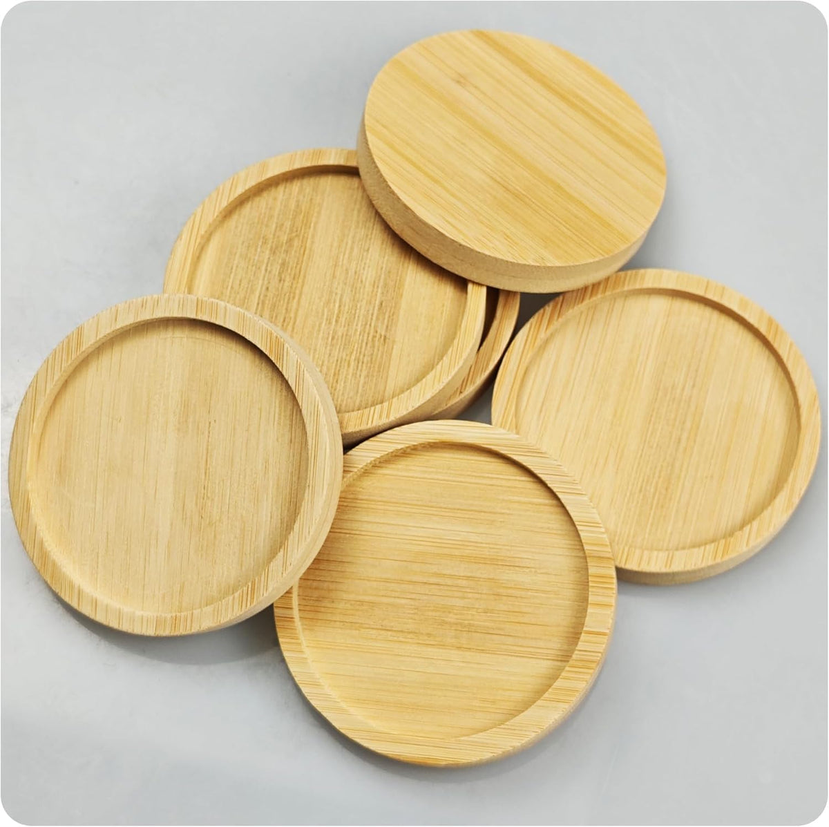 6Pcs 2.5” Bamboo Plant Saucer, Round Pot Tray for Indoor Planters, Succulent Holder Drainage Tray