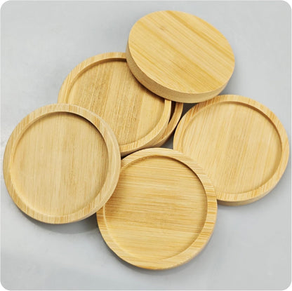 6Pcs 2.5” Bamboo Plant Saucer, Round Pot Tray for Indoor Planters, Succulent Holder Drainage Tray