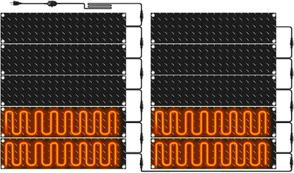 Riakrum 10 Pcs Heated Snow Melting Mats Outdoor, 10 x 30 in Winter Anti-Slip Heated Rubber Mat for