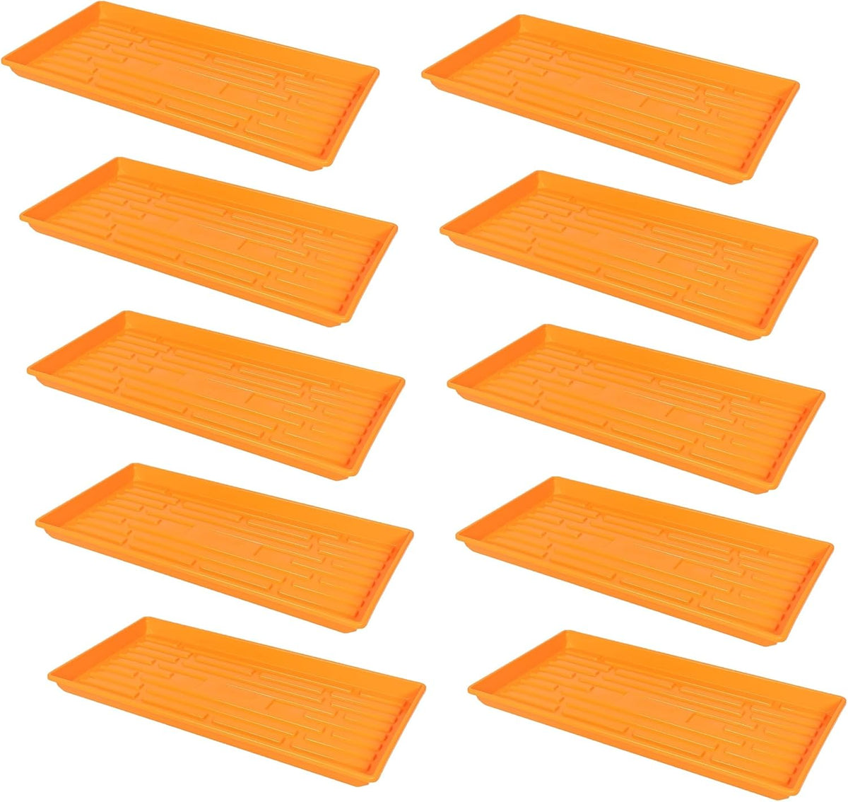 SUNPACK 10" x 20" Heavy Duty Shallow Plastic Seed Starting Tray, Orange, 1" (Pack of 10) - No
