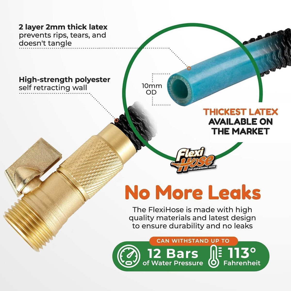 Flexi Hose Plus Expandable Garden Hose with 8 Function Nozzle, 25FT - Lightweight Retractable