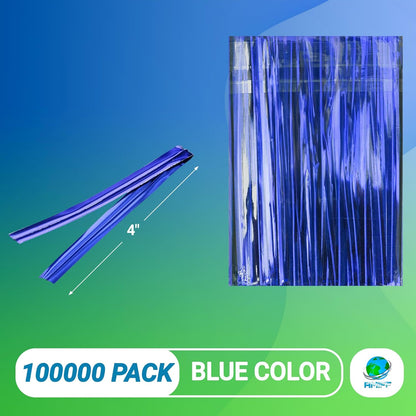 Blue Metallic Twist Ties for Bags 4 Inch. 100000 Pack of Aluminum Foil Christmas Twist Ties for