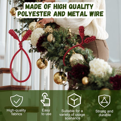 Shappy 24 Pieces Christmas Garland Banister Ties Christmas Decorative Reusable and Flexible Twist