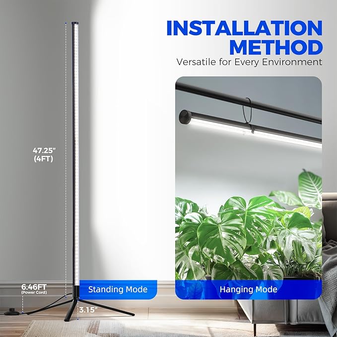 Barrina Vertical Grow Light T10, 42W 5000K, Full Spectrum LED Plant Light for Indoor,Standing Wide