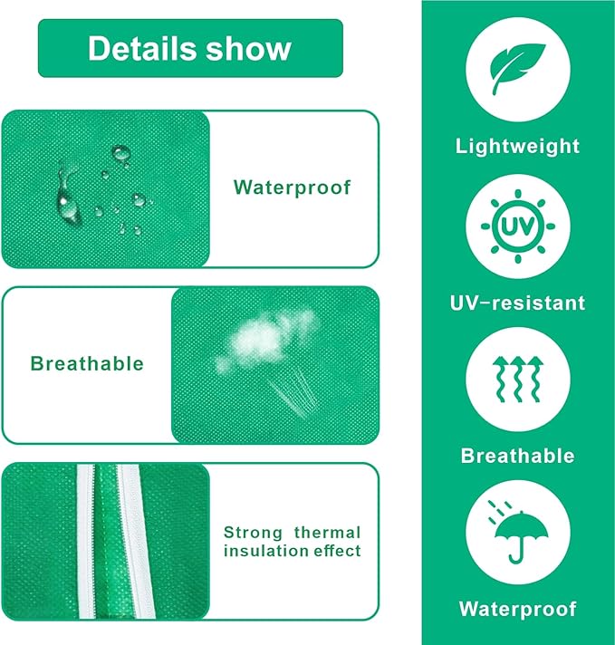 Eunika 6 PCS Plant Covers Freeze Protection, 47.2"x31.5" Frost Blankets with Zipper Drawstring