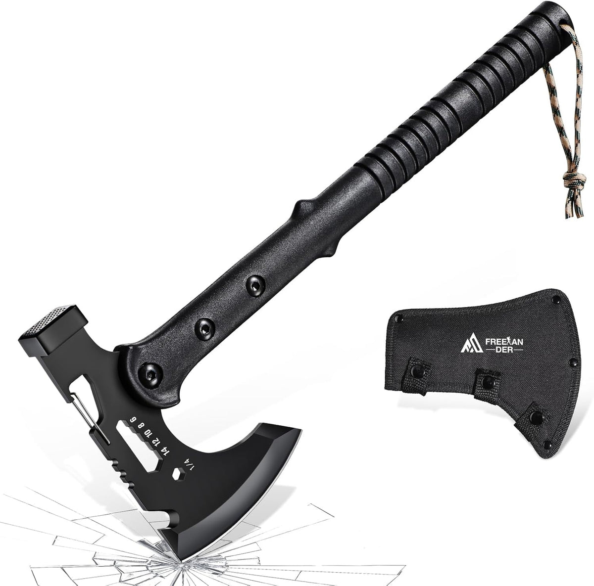 Freelander Camping Axe with Sheath, Sharp Tactical Hatchet Axe with Clip and Bottle Opener