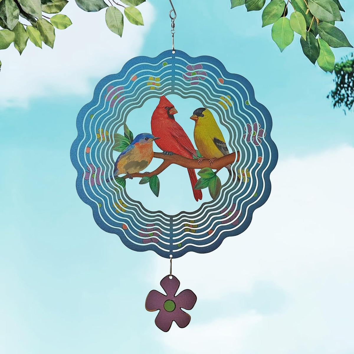 Birds Wind Spinner,Metal Wind Spinners for Outdoor,3D Double Sided Hanging Decor for