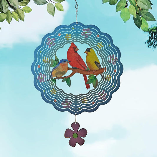 Birds Wind Spinner,Metal Wind Spinners for Outdoor,3D Double Sided Hanging Decor for