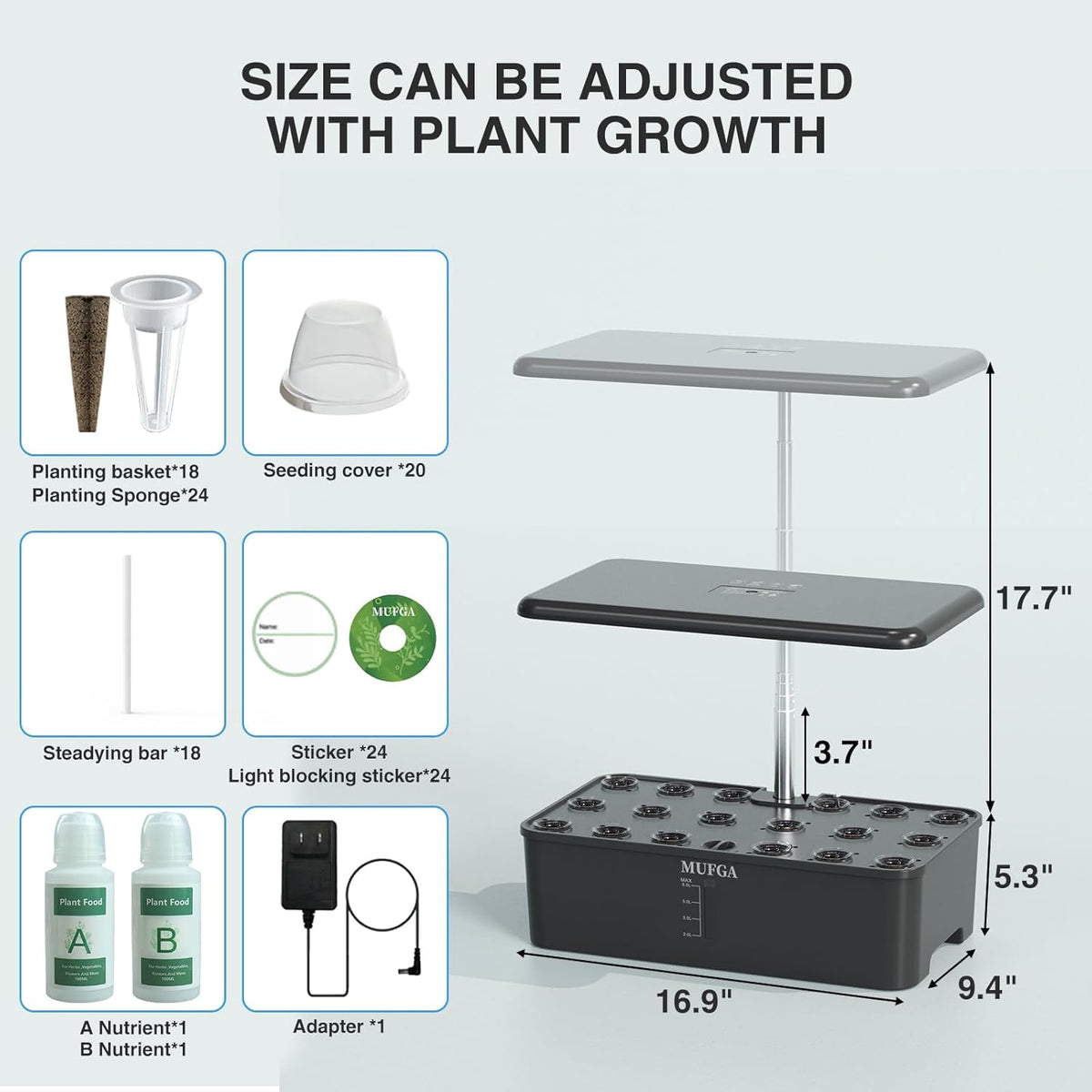 Hydroponics Growing System Herb Garden - MUFGA 18 Pods Indoor Gardening System with LED Grow Light