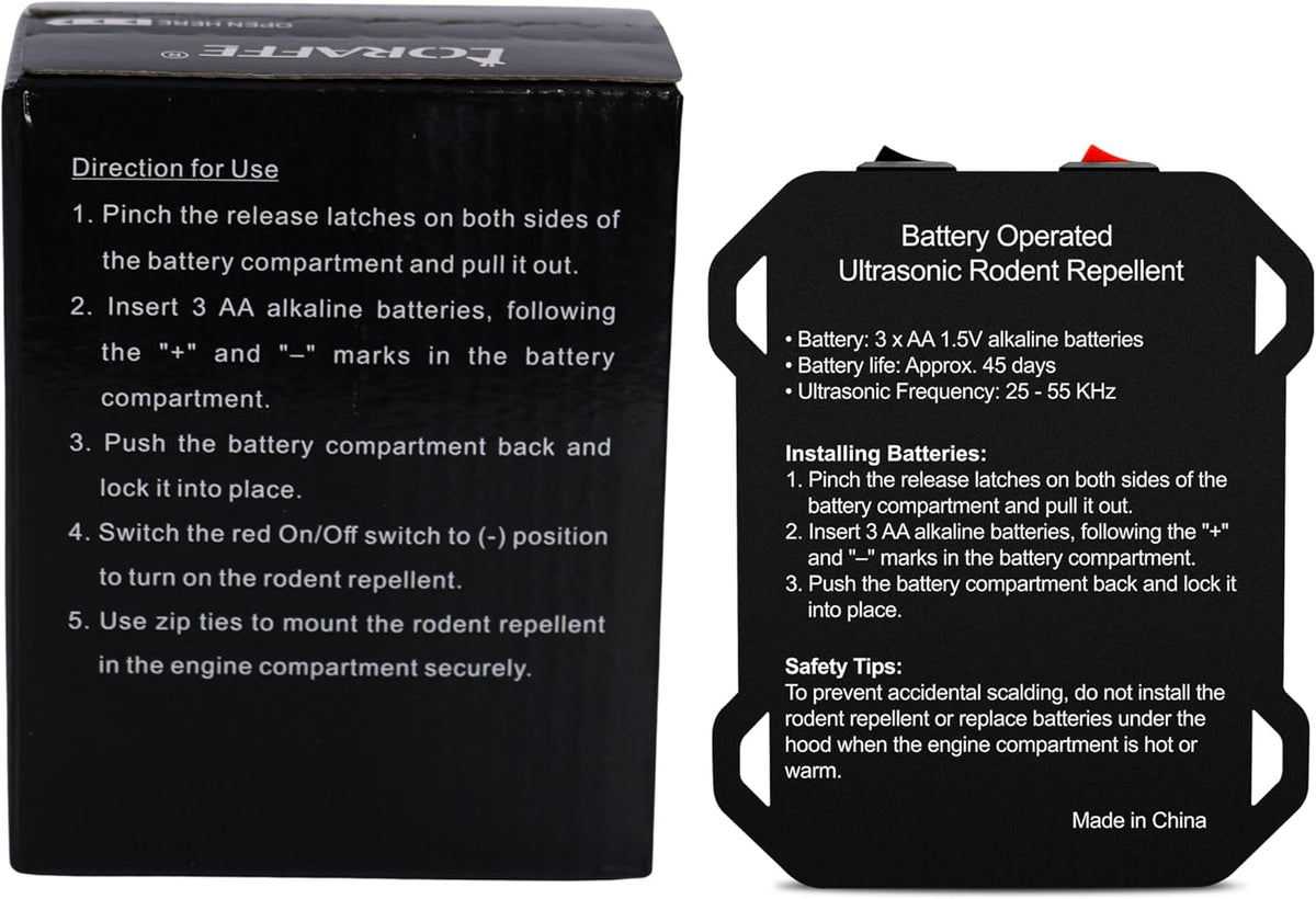 Ultrasonic Rodent Repellent for Car Engine – Battery Powered Under Hood Mouse Repeller with
