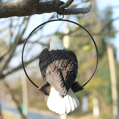 American Bald Eagle Statue with Solar Light - 11.81-inch Yard Art Resin Bald Eagle Decoration,for