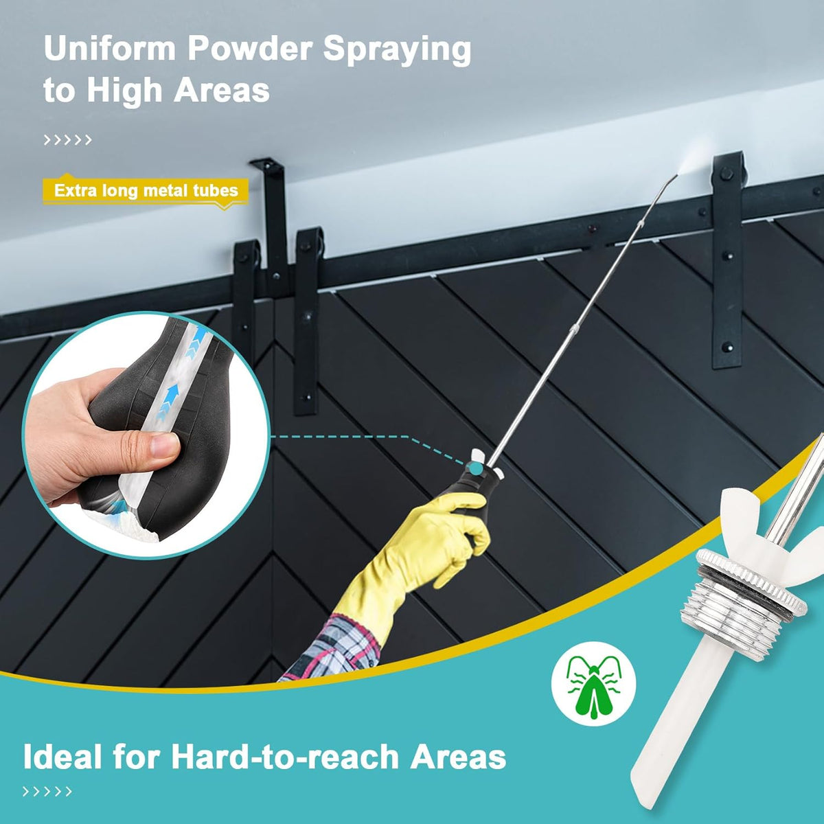 Diatomaceous Earth Powder Duster, Extendable Long Tubes from 5'' to 22'', Garden and Indoor, Large