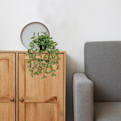 2 Pack Fake Hanging Plants for Shelf in Back Pot, Small Artificial Hanging Ivy Vine Plants Indoor