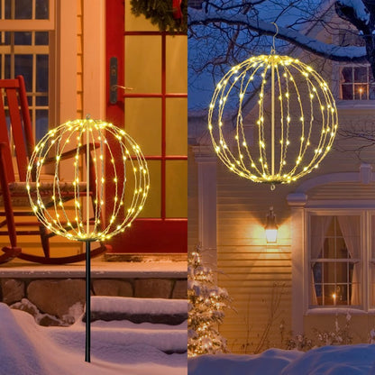Lightshare 16IN 128LED Light Ball Yard Decoration Pathway Lights Sphere Light with Fold Flat Metal