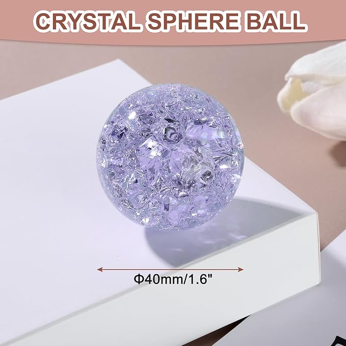 uxcell 40mm/1.6" Crystal Sphere Ball Ice Cracked Glass Solid Decorative Sphere Crystal Ball Prop