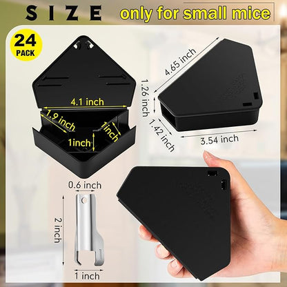 Qualirey 24 Pcs Mice Station with Key Triangle Bait Station Reusable Rodent Trap Box, Keeps
