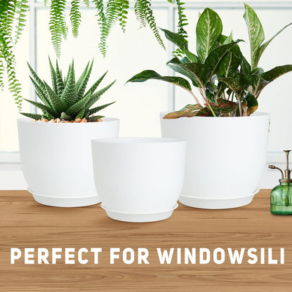 Plant Pots 10/9/8/7.5/7 inch Flower Pots with Multi Mesh Drainage Holes, Planters for Indoor