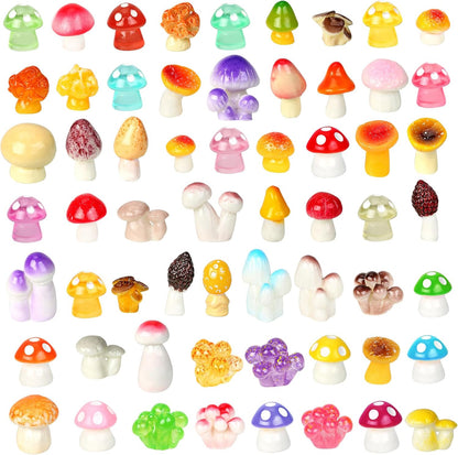 100pcs Mini Mushrooms Tiny Resin Mushrooms Miniature Little Small Mushroom Figures Bulk for for