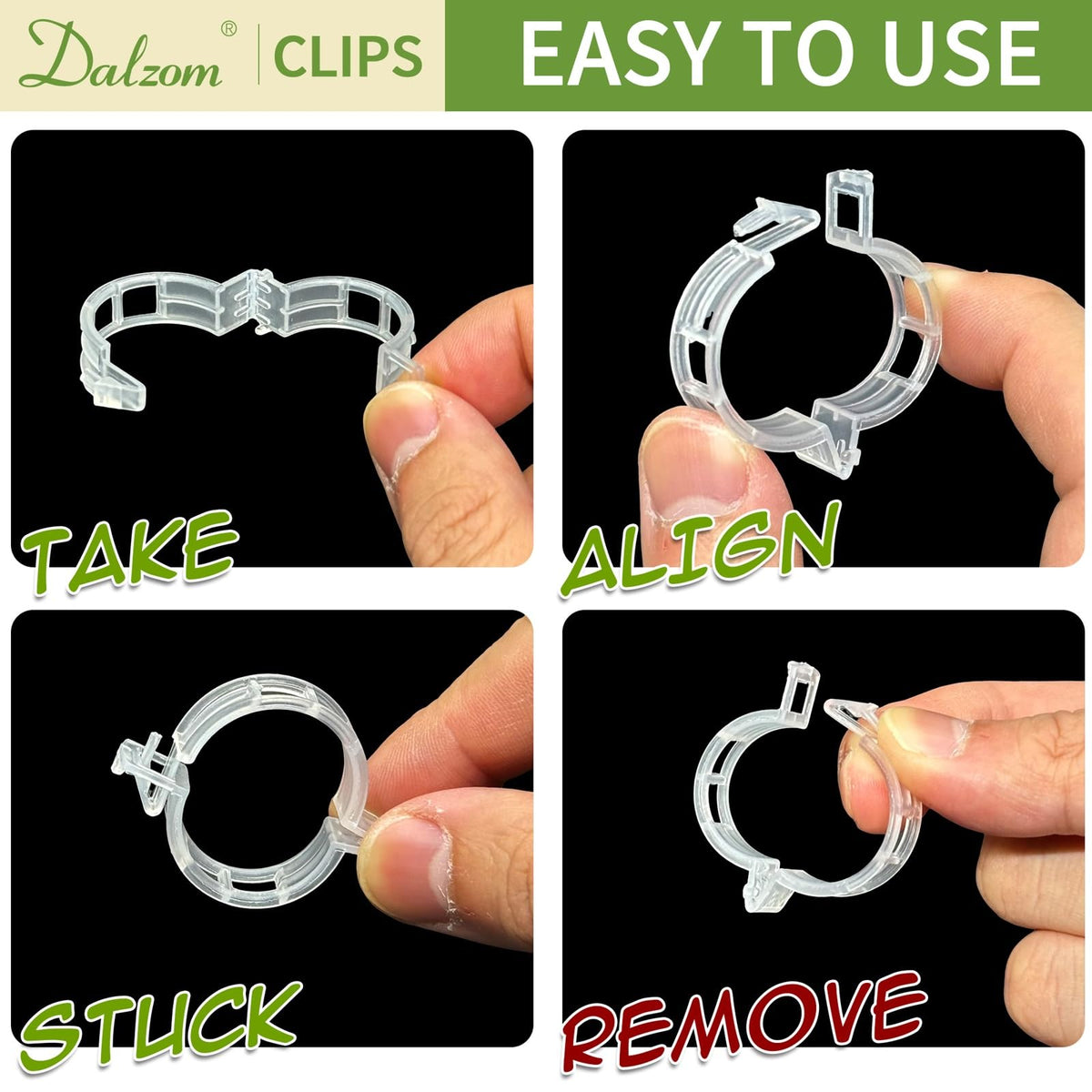 Dalzom® 300Pcs Tomato Clips, Plastic Trellis Clips Plant Support Clips, Plant Clips for Support
